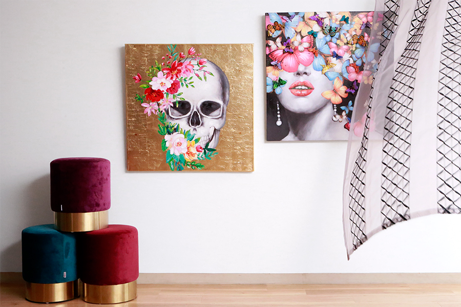 廃番】カラフルバタフライ 80×80cm - アート・インテリア絵画の通販