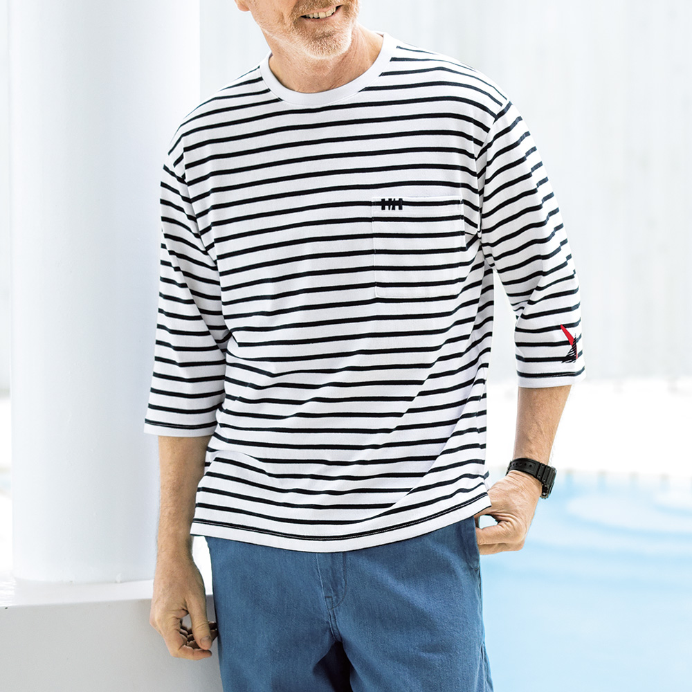 ヘリーハンセン 七分袖ボーダーTシャツ／2色セット・男女兼用 | ライト