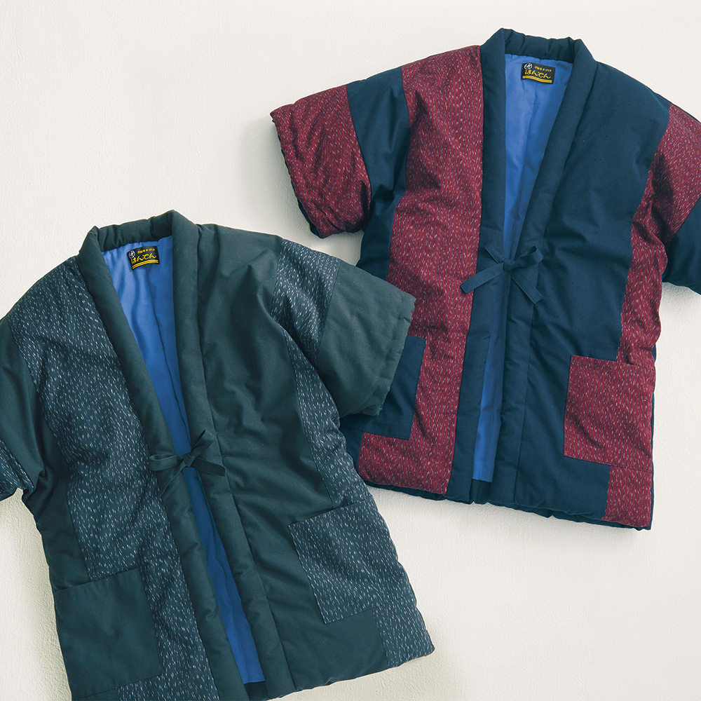 近江屋 久留米織の切り替えやっこ半纏 | ライトアップオンラインストア