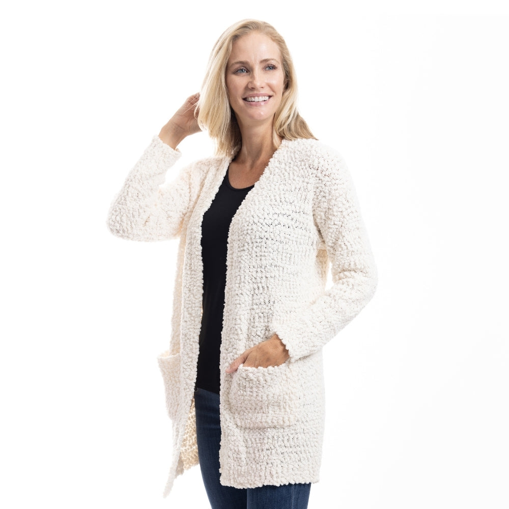 CozyLux Chenille Open Front Cardigan – Linda Anderson