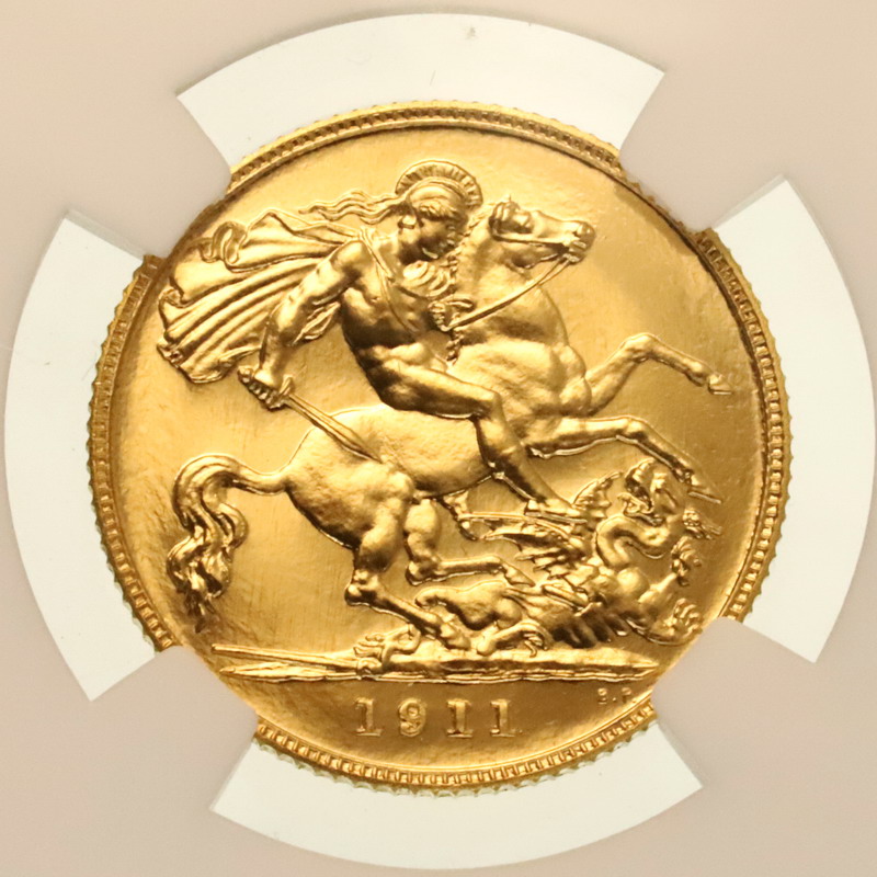 イギリス 1911年 ジョージ5世 1/2 ハーフソブリン プルーフ金貨 NGC
