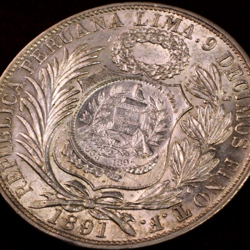 グアテマラ 1894年銘 1/2レアル 大型 銀貨カウンターマーク