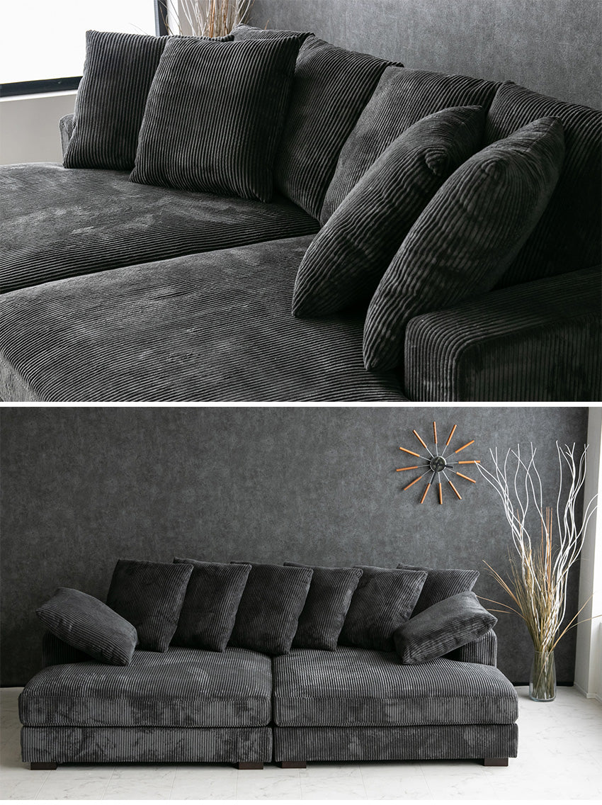 lushroom ディープソファ 3人掛け 4人掛け コーデュロイ ファブリック