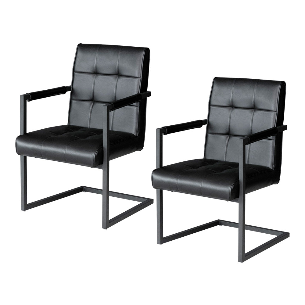 lushroom 【同色2脚セット】 ダイニングチェア PUレザー ブラック