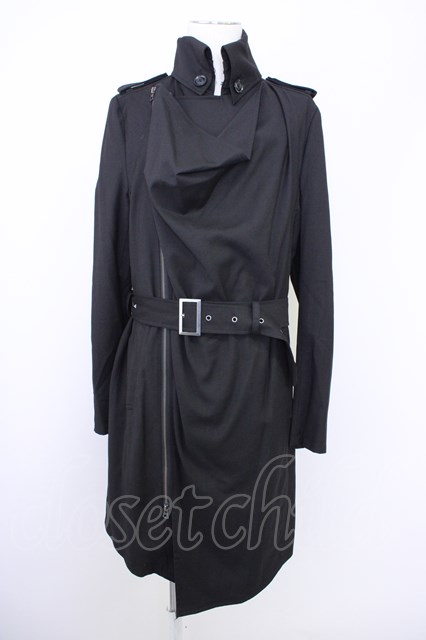 CIVARIZE / 二重襟ドレープロングコート 46 ブラック T-24-11-08-013