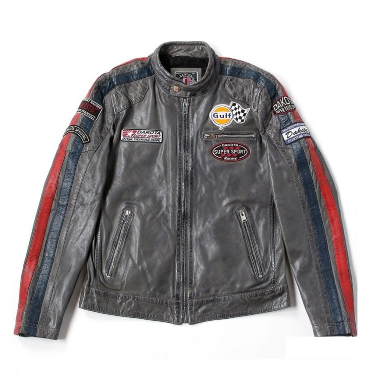 DAKOTA×GULF ブラック ストライプレザージャケット DAKOTA/GULF レザー