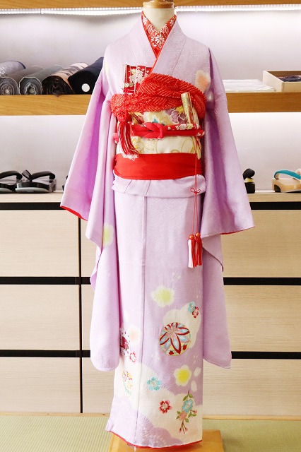 七五三 正絹絞り四つ身着物 絞り 刺繍 長襦袢セット 7歳用 七五三着物