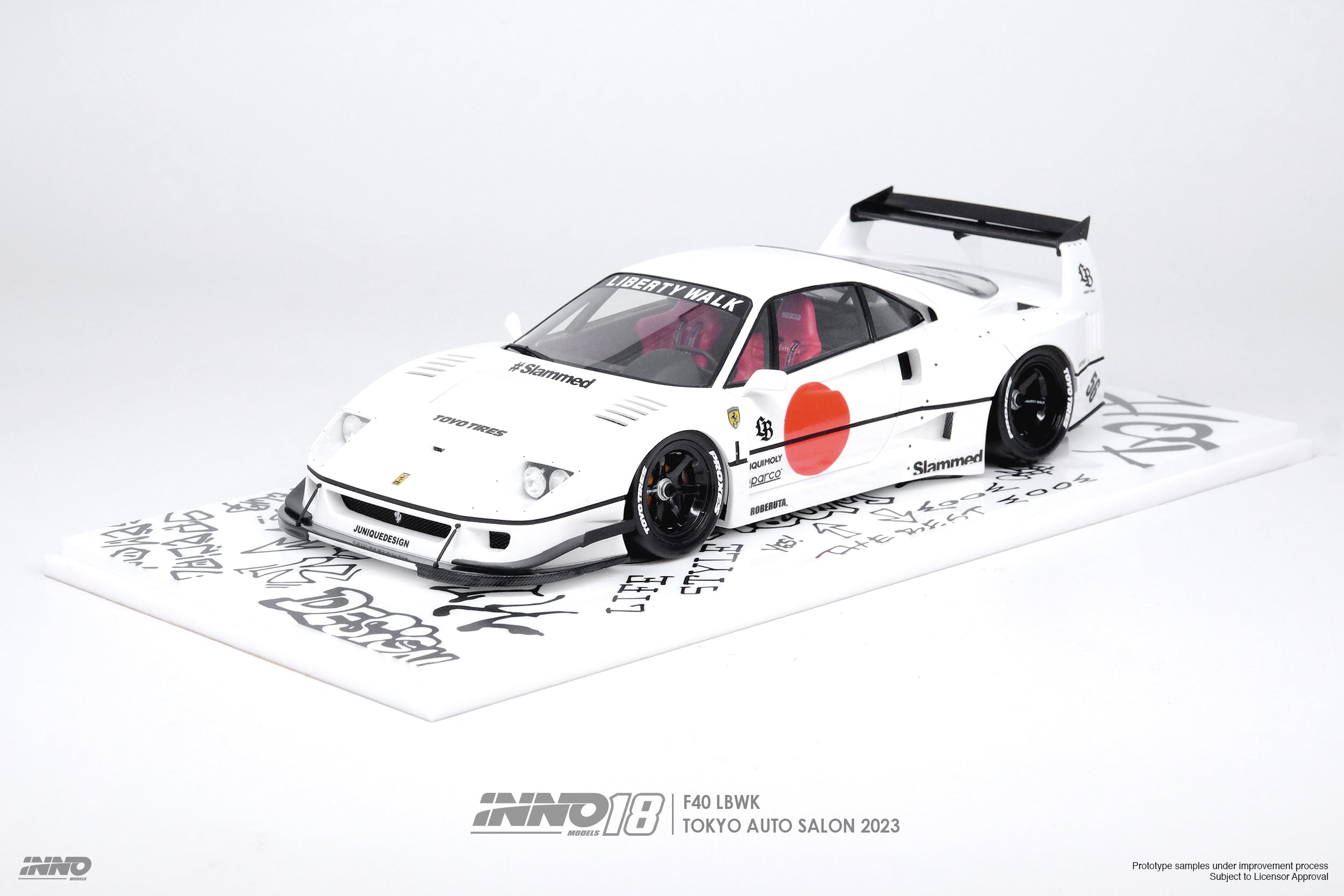 INNO Models 1:18 Ferrari F40 Liberty Walk in White Tokyo Auto
