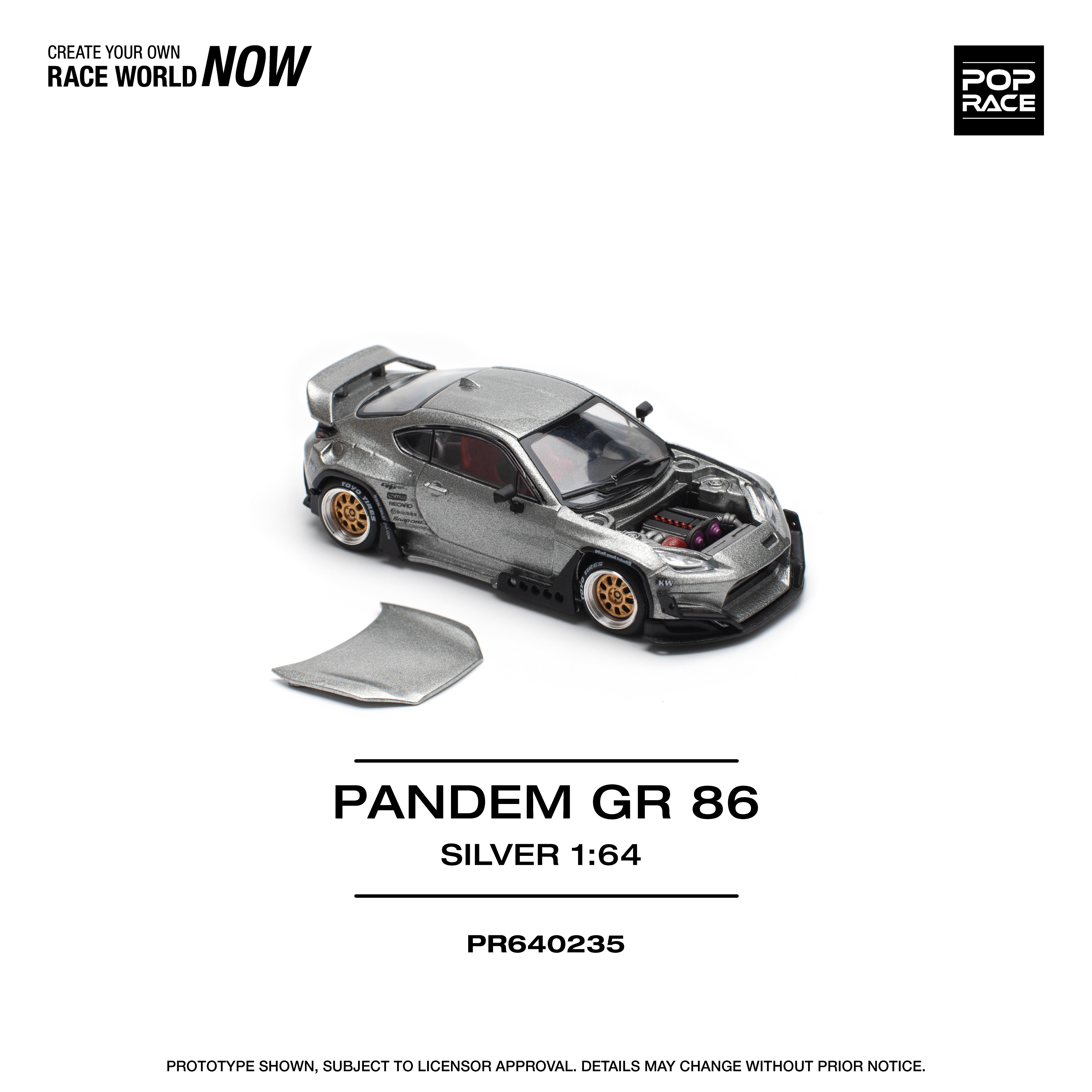 PREORDER* Pop Race 1:64 Toyota GR86 PANDEM in Silver – Model Cars