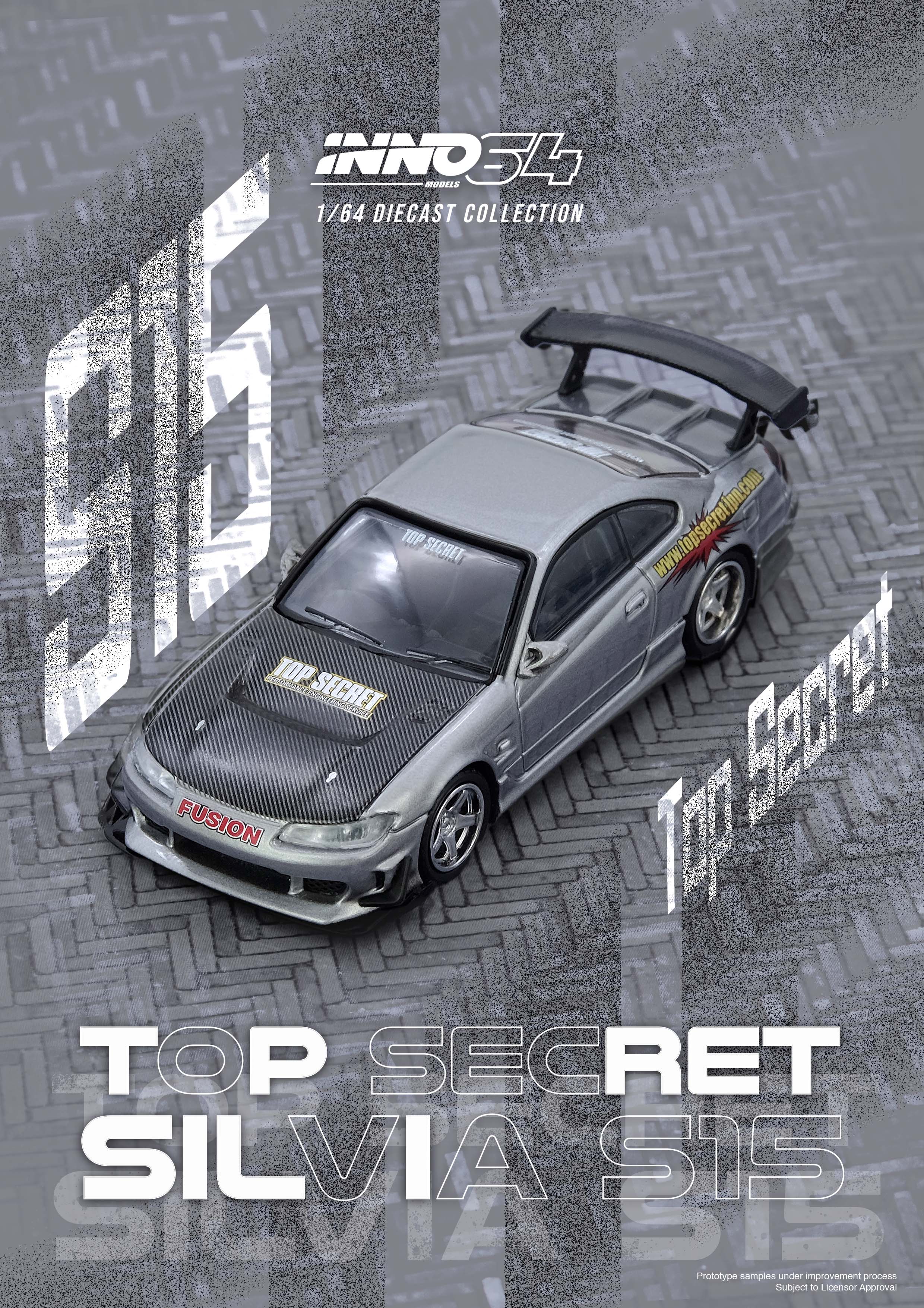 PREORDER* INNO64 1:64 Nissan Silvia (S15) TOP SECRET in Silver
