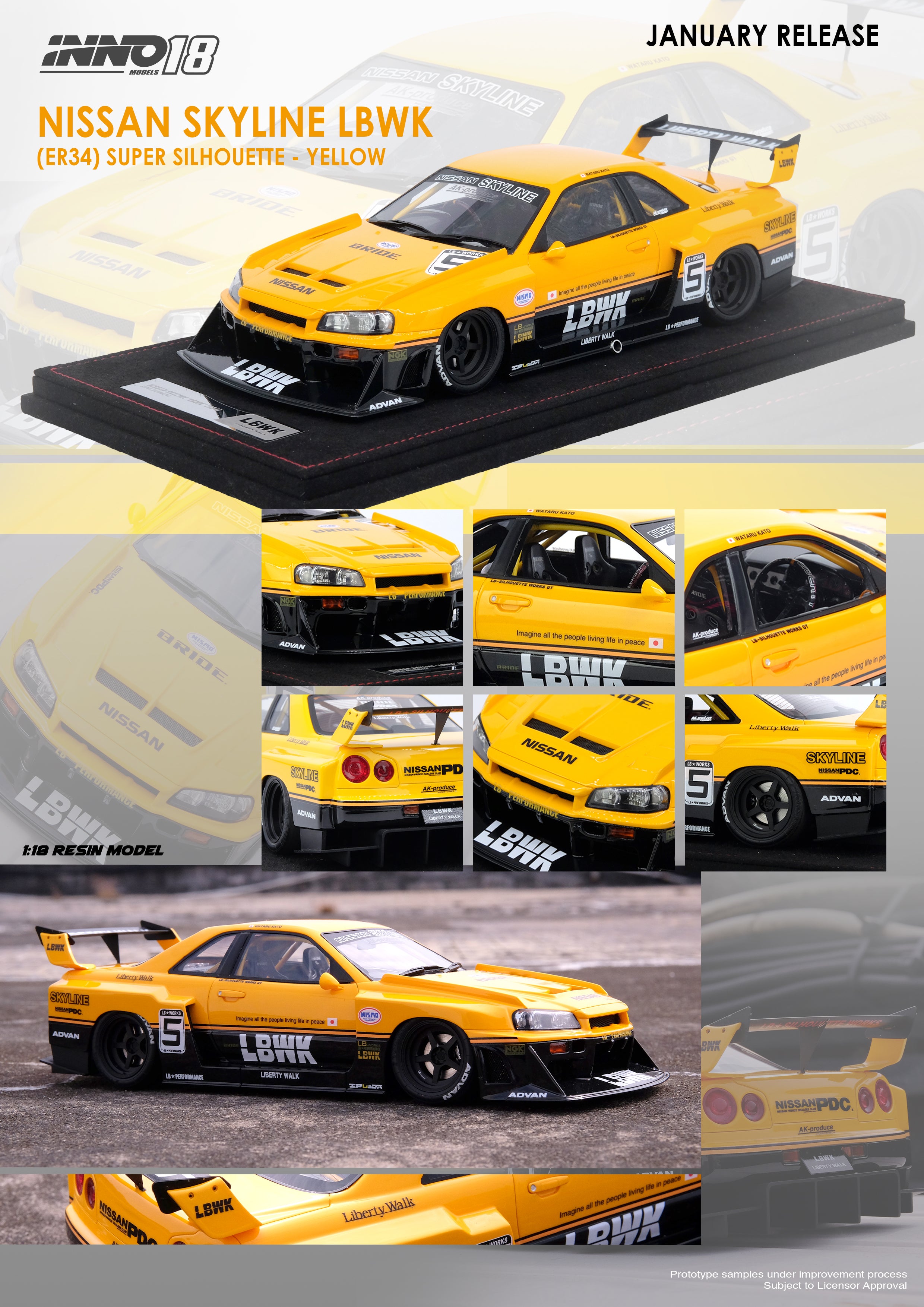 INNO18 1:18 Nissan Skyline (ER34) Super Silhouette 