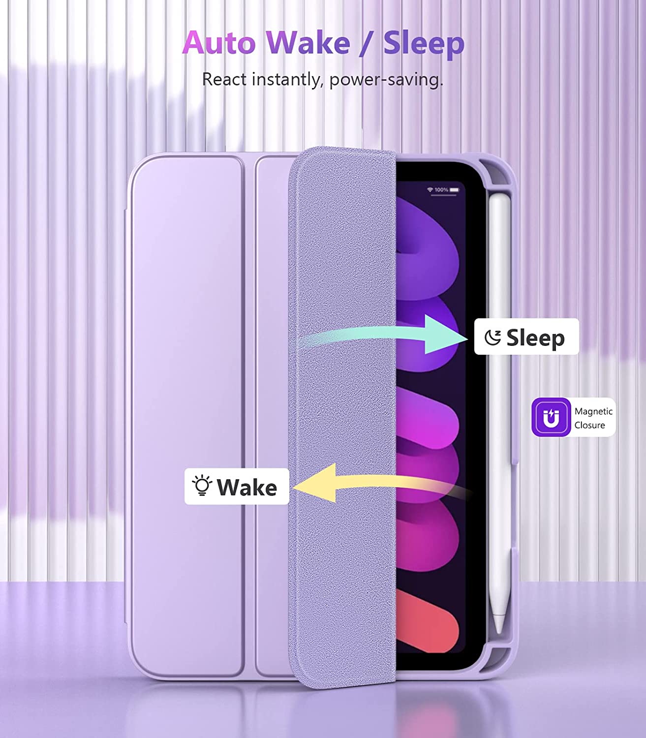 MoKo iPad Mini 6 Case with Pencil Holder (8.3 Inch,2021 Model