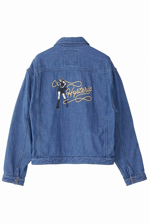 HYSTERIC GLAMOUR】02231AB09 WHIPLASH刺繍 パイルデニムジャケット