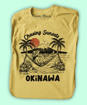 Chasing Sunsets Okinawa japan T-Shirt | Hammock beach girl – Moshi