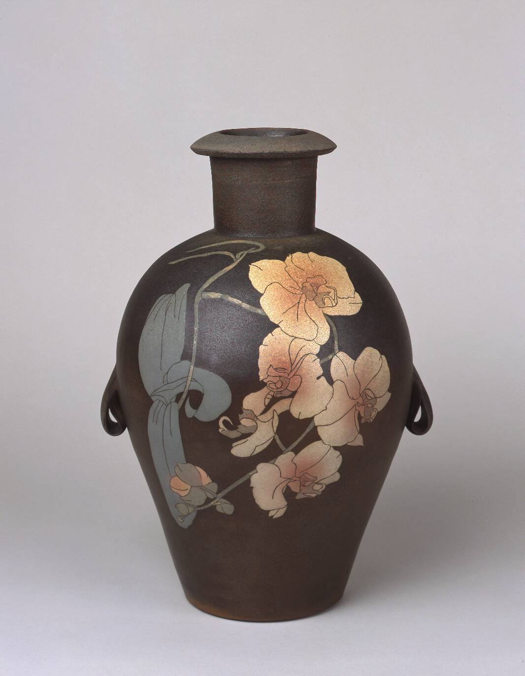 象嵌彩窯変 胡蝶蘭 花壺 – 兵庫陶芸美術館 収蔵品データベース