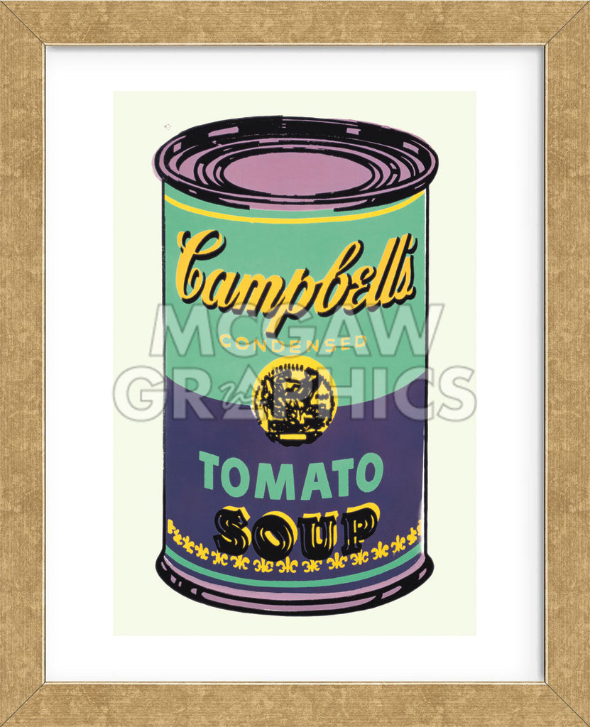 Colored Campbell's Soup Can, 1965 (green & purple) (Framed