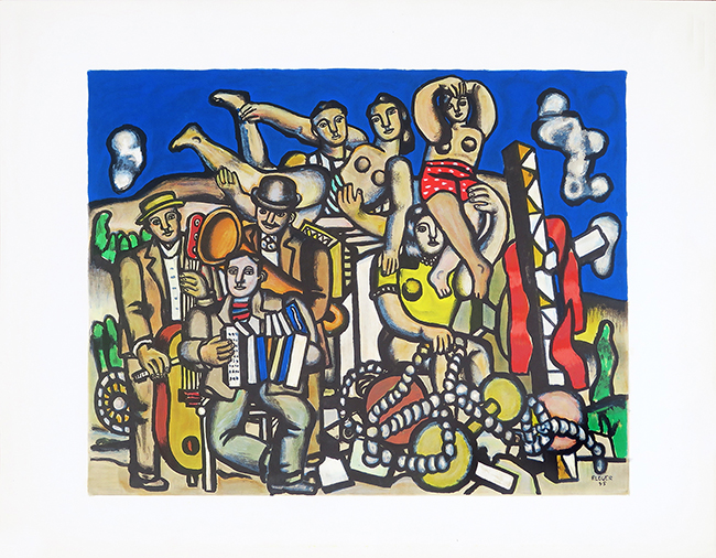 Acrobates et musiciens, 1960, lithograph after Fernand Léger, Mourlot