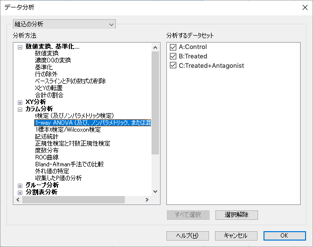 GraphPad Prism_1-way ANOVA (一元配置分散分析）