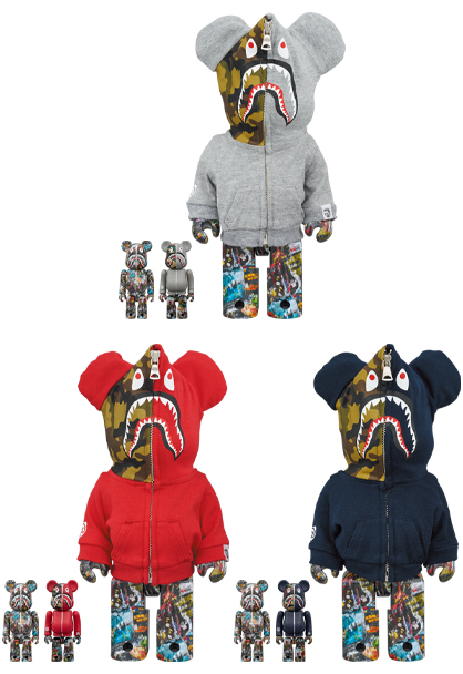 MEDICOM TOY - BE@RBRICK BAPE(R) LEGACY CAMO SHARK GRAY／RED／NAVY