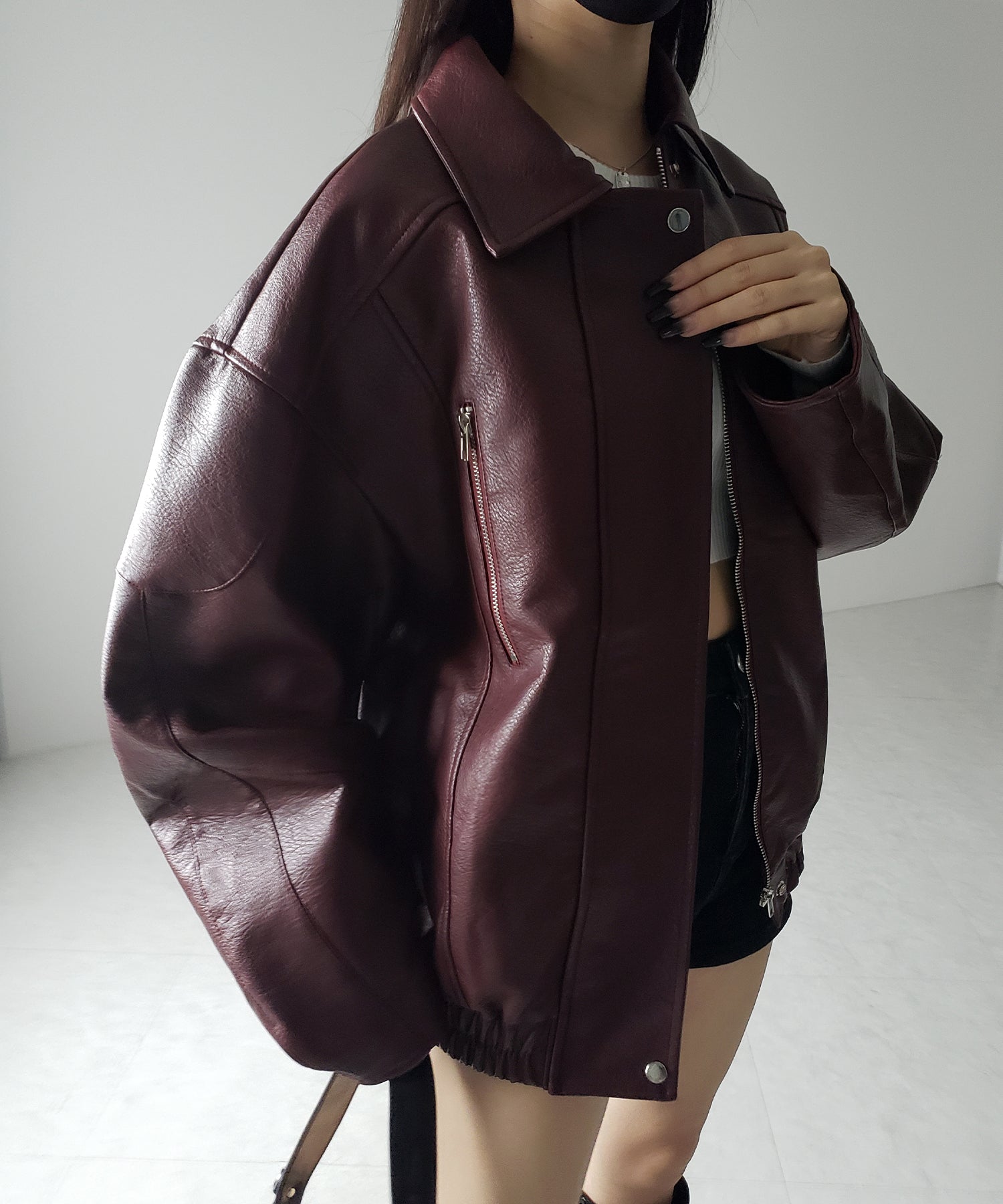 BURBERRY】異素材切替 ファイヤーマンフック レザーブルゾン ライナー