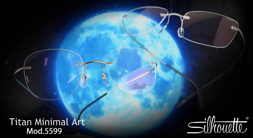 リムレスメガネシルエットフレームチタンミニマルアート5599-MK-9042