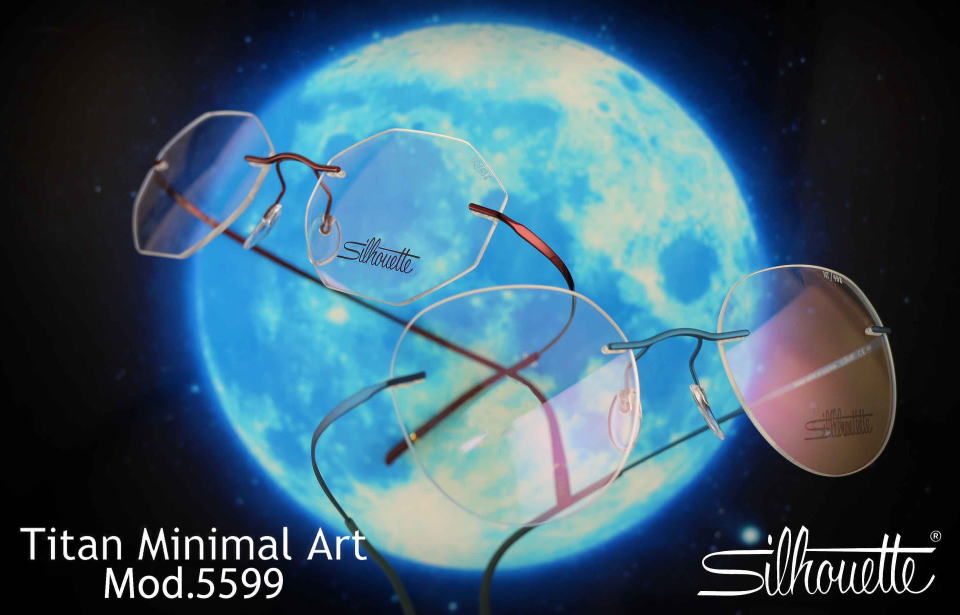 リムレスメガネシルエットフレームチタンミニマルアート5599-MK-9042