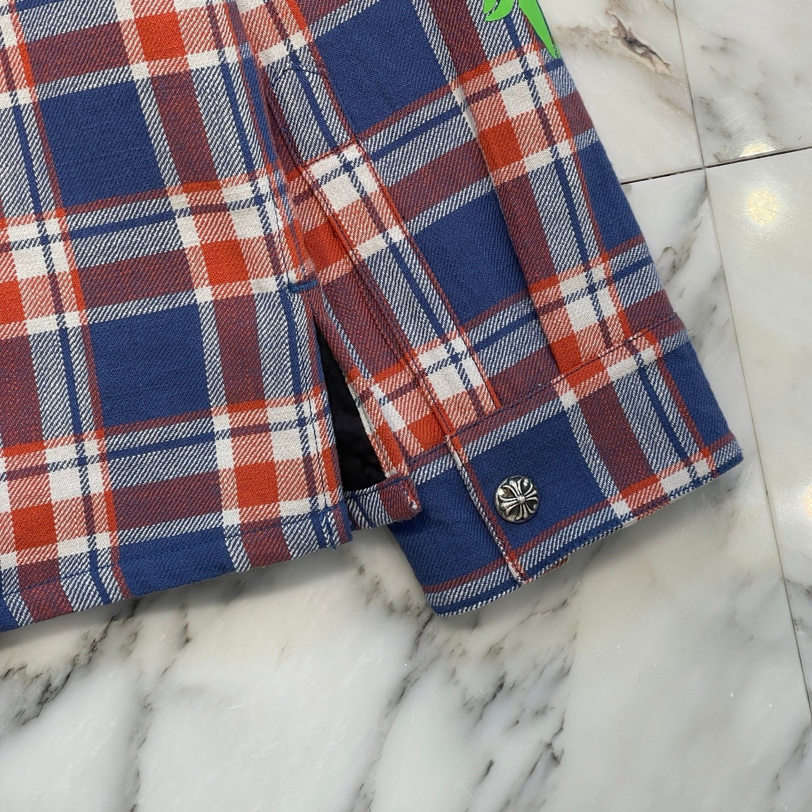 CHROME HEARTS YNOT WORK'N PADDED FLANNEL CHECK SHIRT JACKET Size L