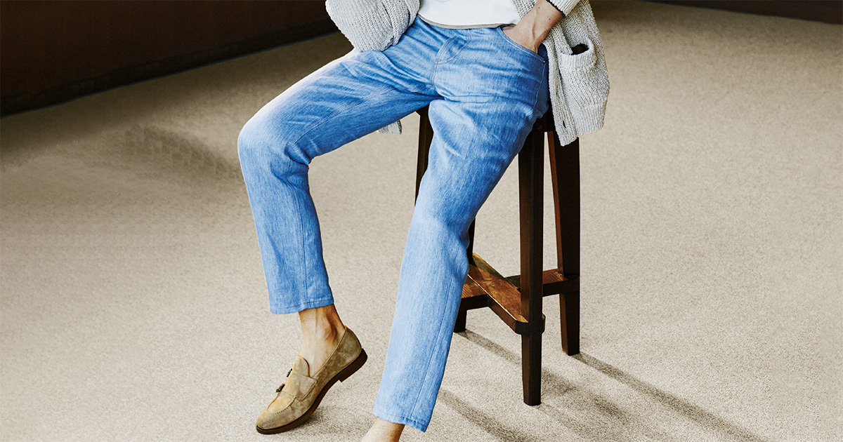 ふわっとした感触を楽しみたい、ブルネロ クチネリ「リネン100％デニム