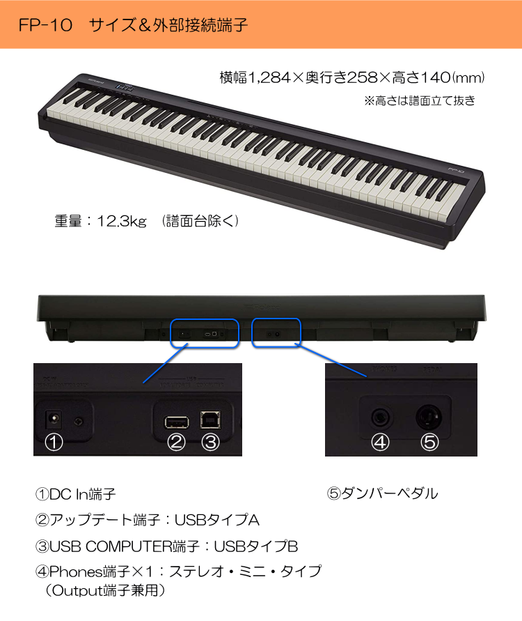 ローランド 電子ピアノ FP-10 純正テーブル型スタンド＆ケース2種類