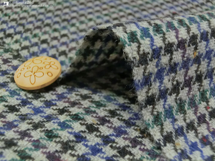 ウール混ネップツイード◇ガンクラブチェック ブルー×グレー系