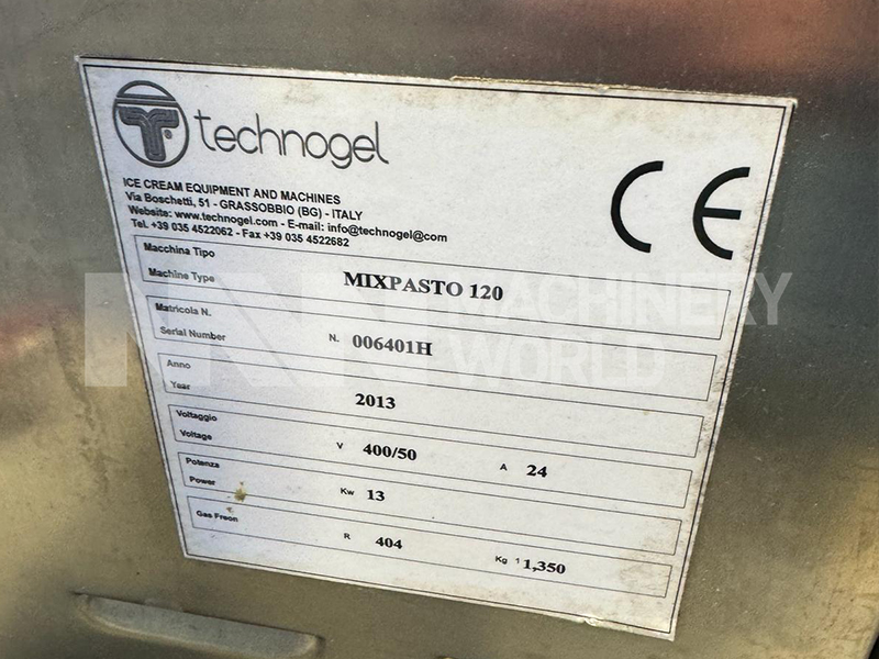 Technogel Mixpasto 120 Ice Cream Batch Pasteuriser (Year 2013