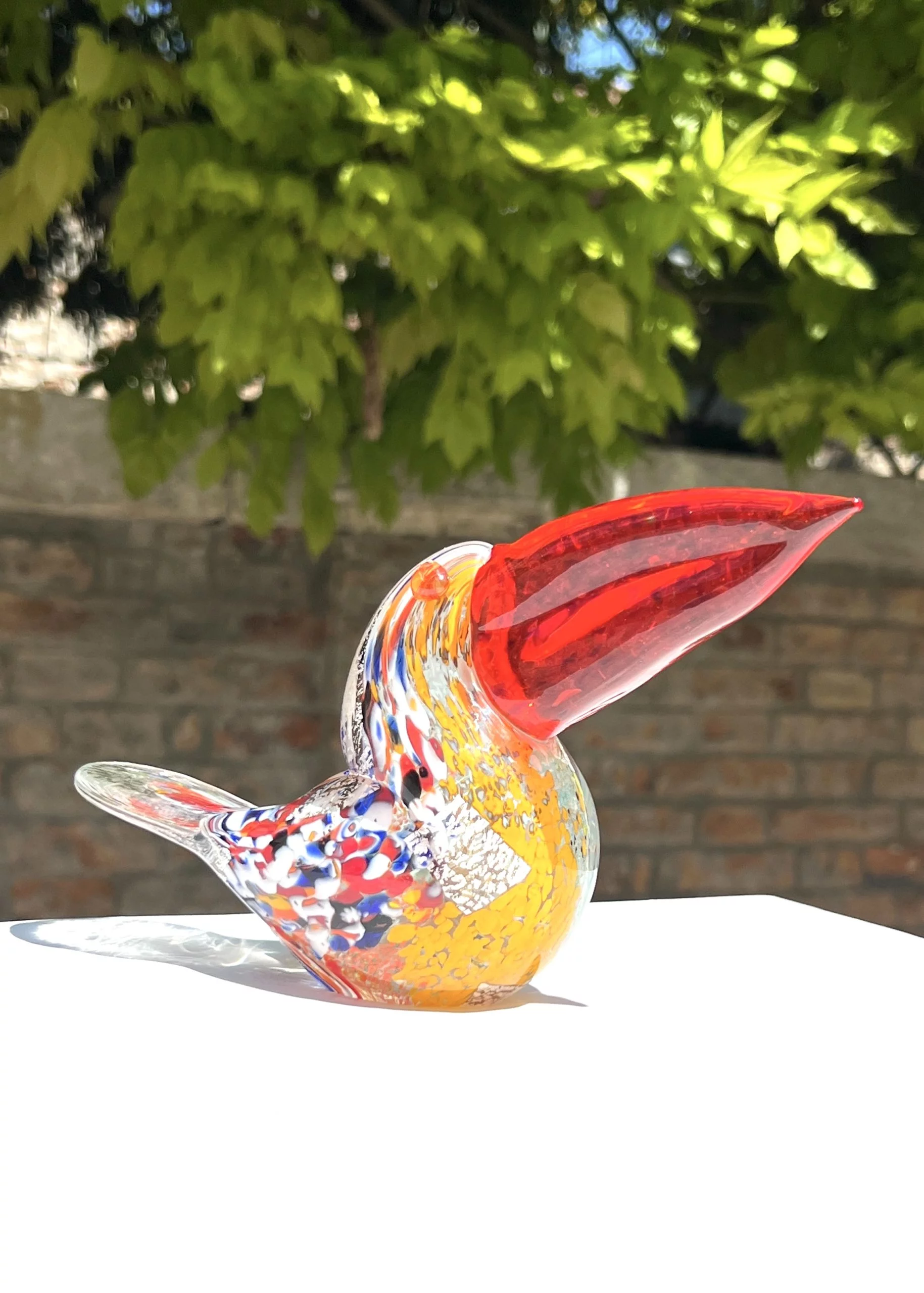 Collection Aida Sommerso - Red Murano Glass Toucan - Made Murano Glass