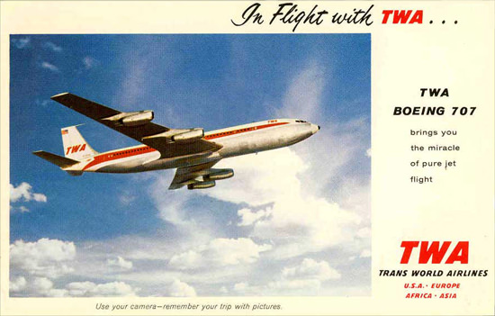 TWA Trans World Airlines 1960s Boeing 707 | Mad Men Art | Vintage