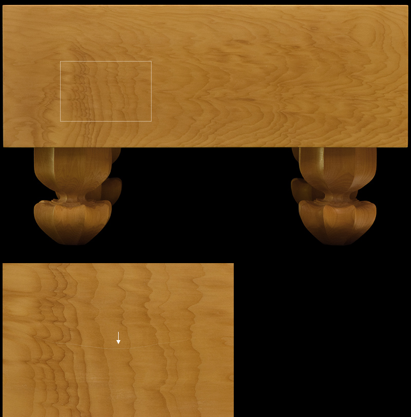 国産本榧足付碁盤 5寸3分（天柾） ga50047 | 前川榧碁盤店