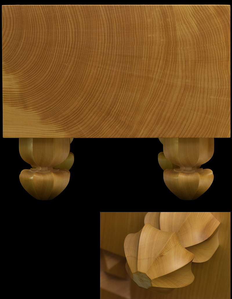 国産本榧足付将棋盤 6寸5分（天地柾） sa60033 | 前川榧碁盤店