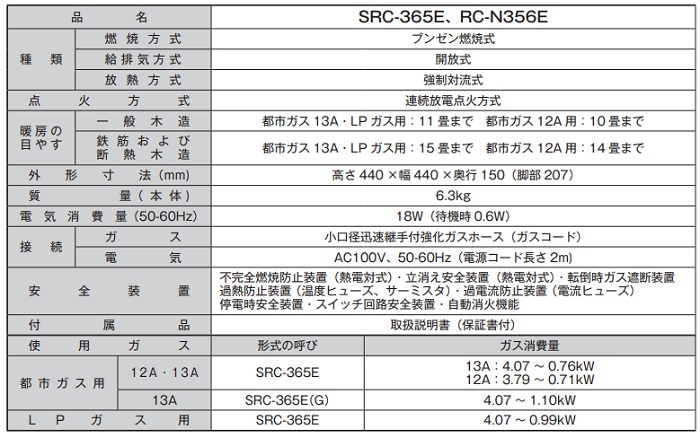 在庫あり]リンナイ 【SRC-365E 都市ガス用】 ガスファンヒーター
