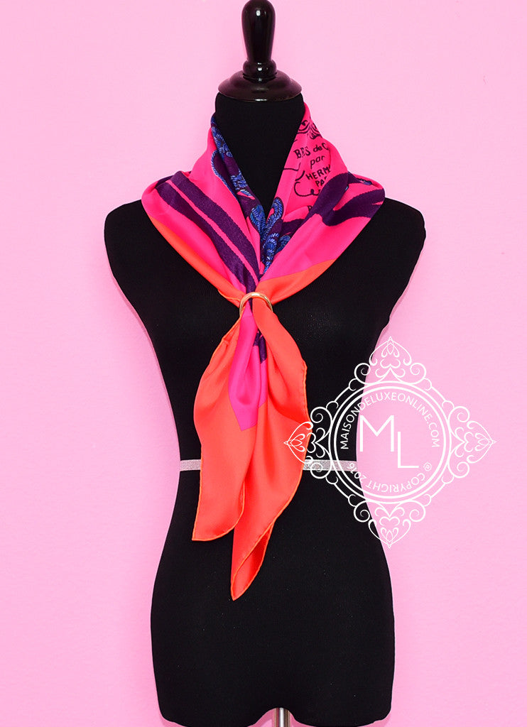 Hermes Twill Silk 90 cm Brides de Gala Brode Scarf Shawl Wrap