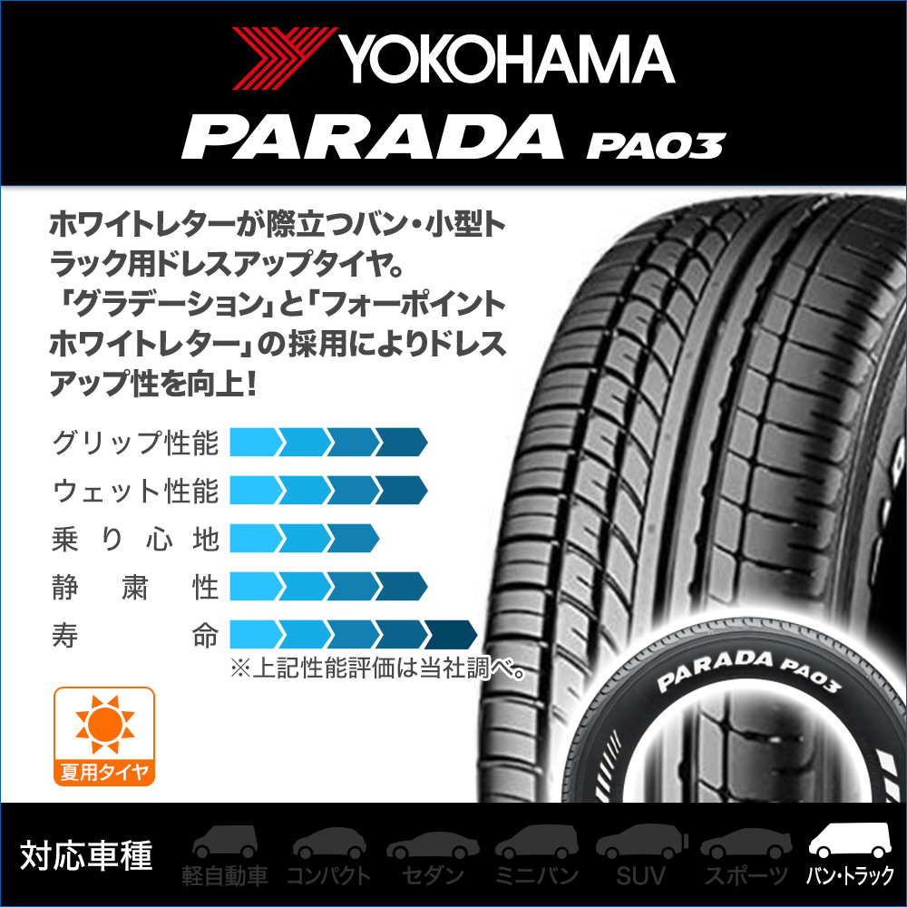 ヨコハマ PARADA (パラダ) PA03 225/50R18 - ハイエース (200系) 200系