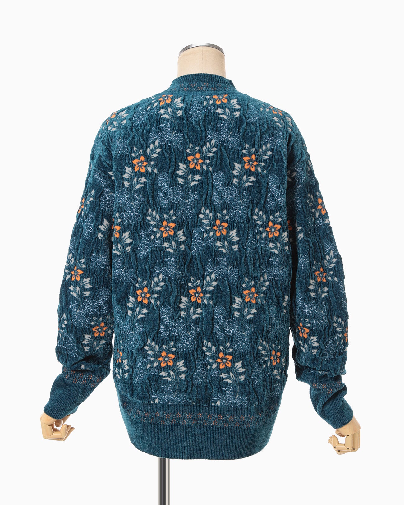Floral Motif Chenille Knited Top - blue - Mame Kurogouchi