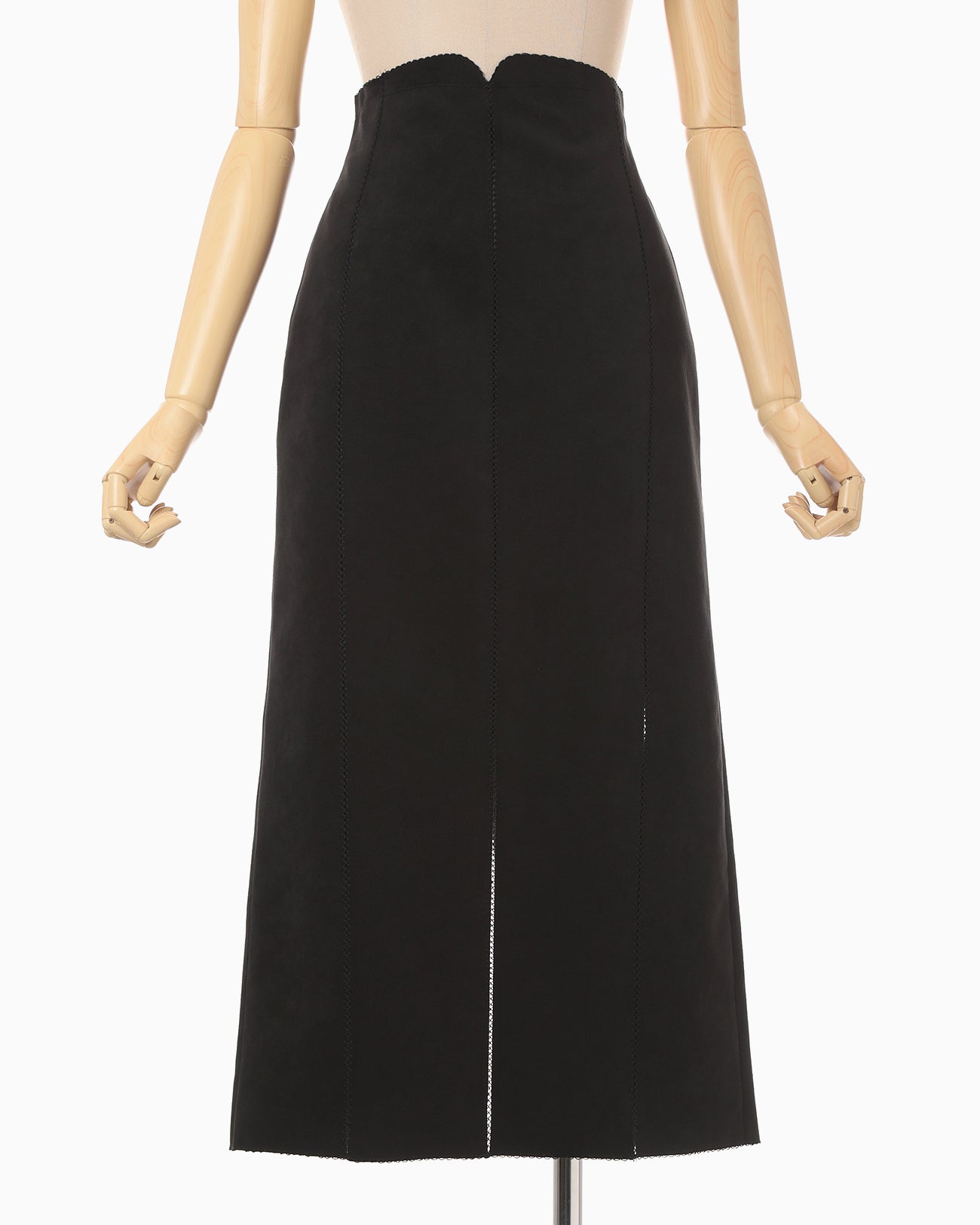 Synthetic Leather Fancy Ftitch High Waisted Skirt - black × black