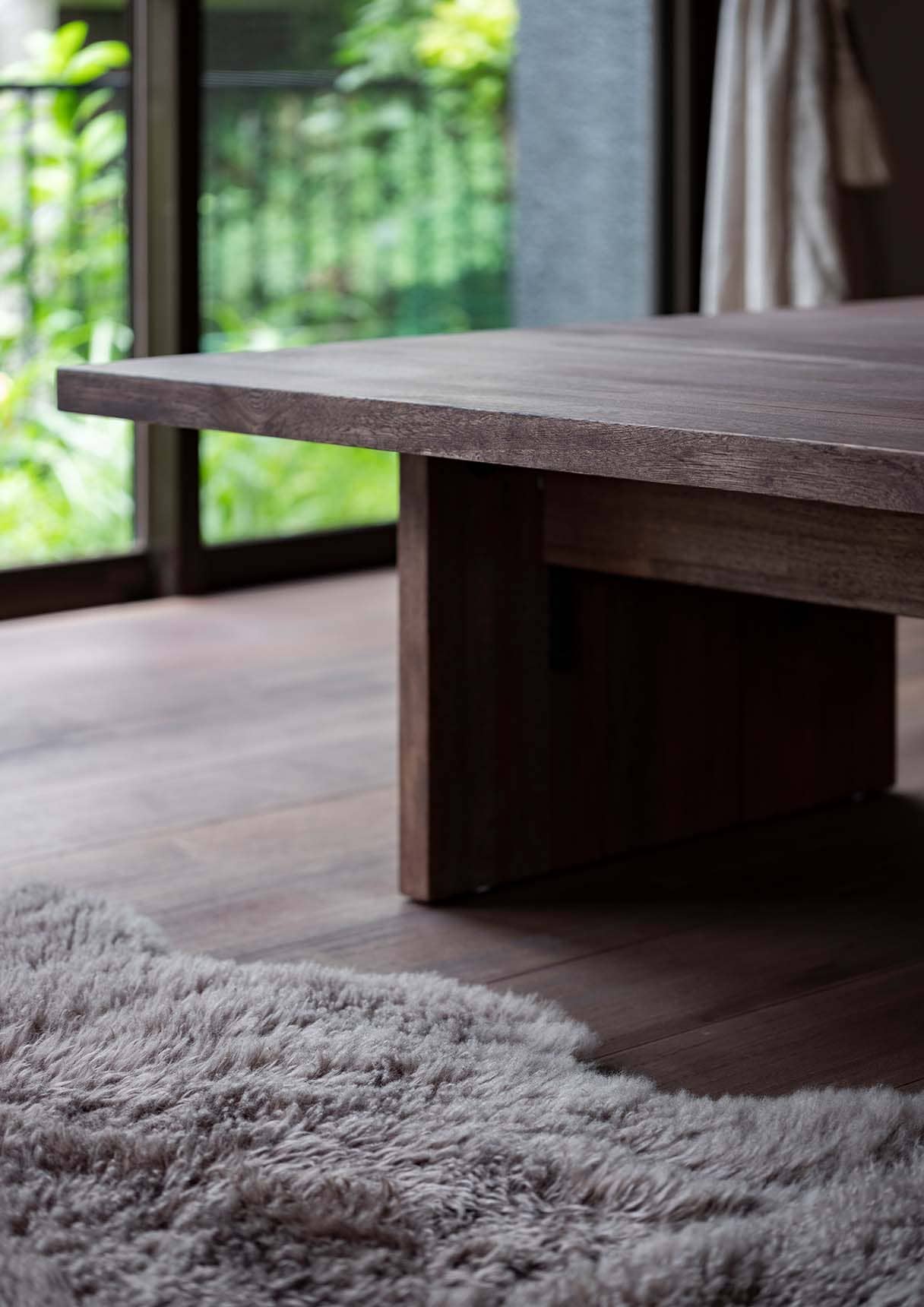 座卓 木製脚 幅2400×奥行900㎜ ラバーウッド（クリアー）リビング