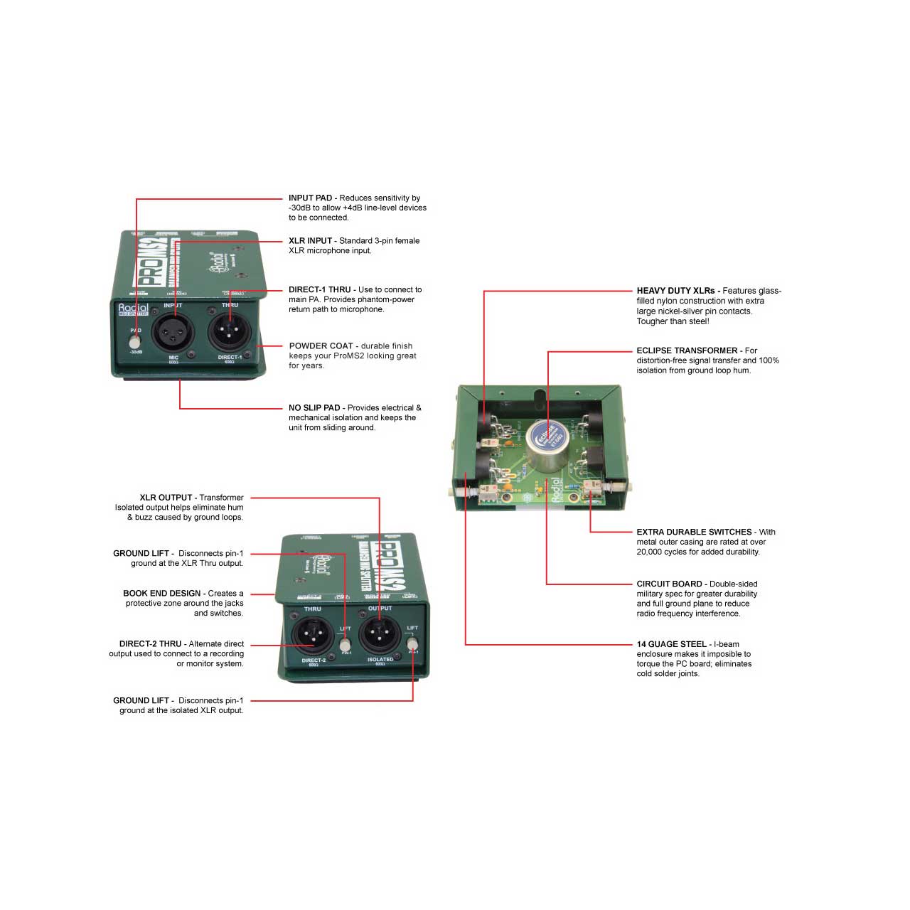 Radial ProMS2 Passive Microphone Splitter - 1 Input 2 Direct Outs
