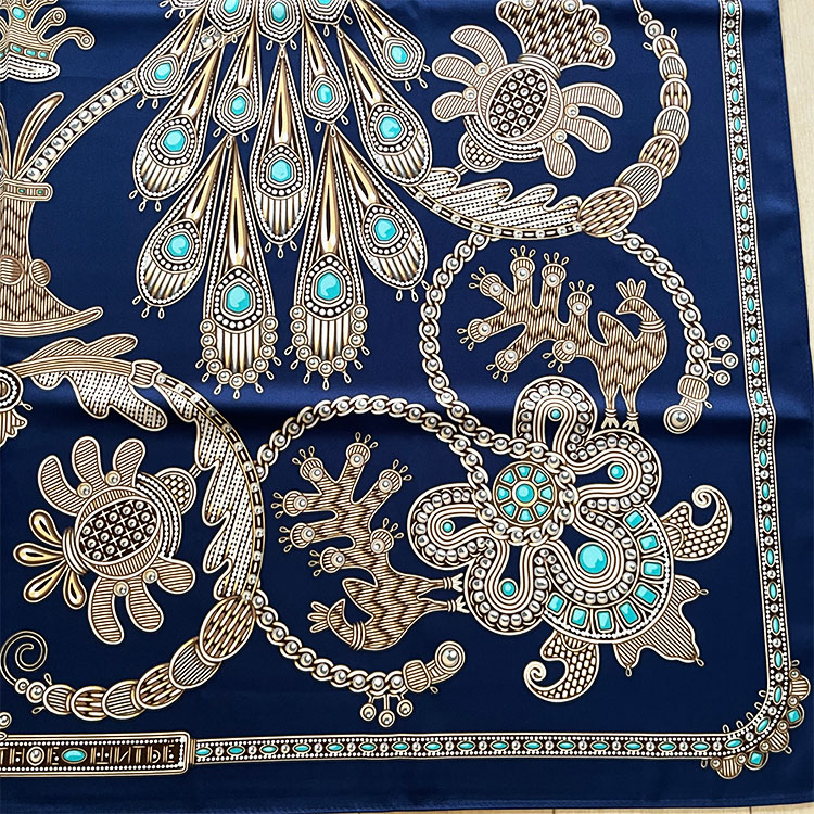 ロシア雑貨店マリンカ / ロシア柄スカーフ「トルジョーク金刺繍」rz074