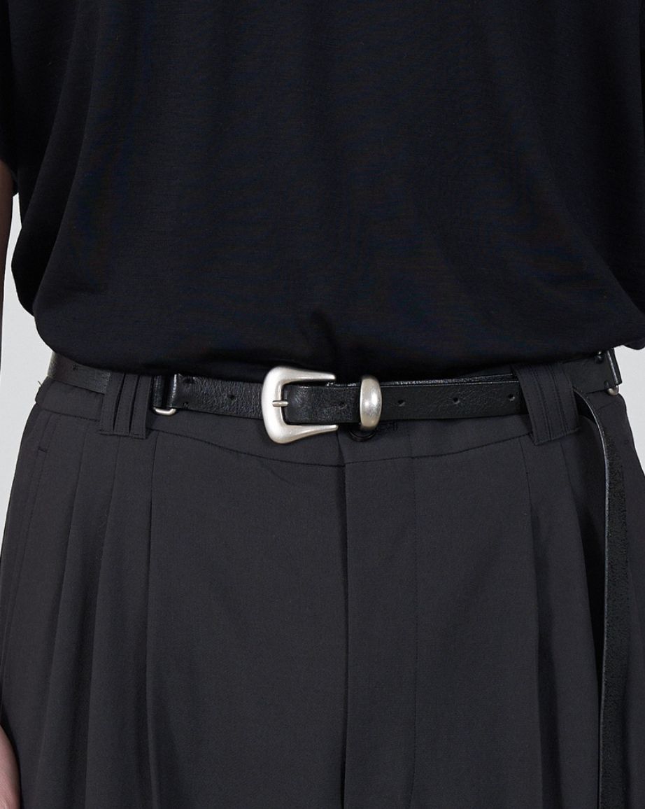 YOKE - ヨーク25SS LEATHER NALLOW WESTERN BELT(YK25SS0983A)BLACK