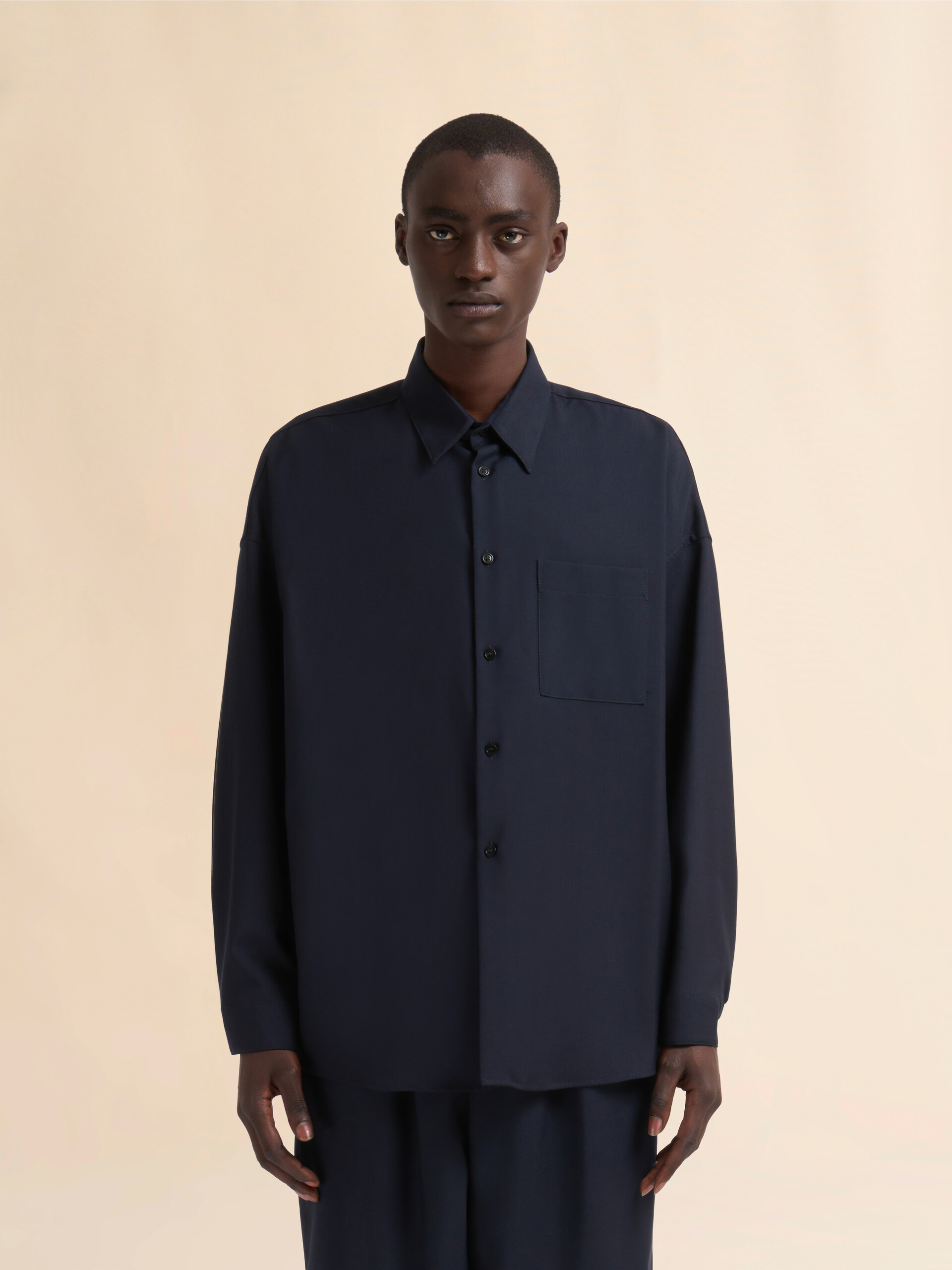 Deep blue tropical wool long-sleeved shirt | Marni