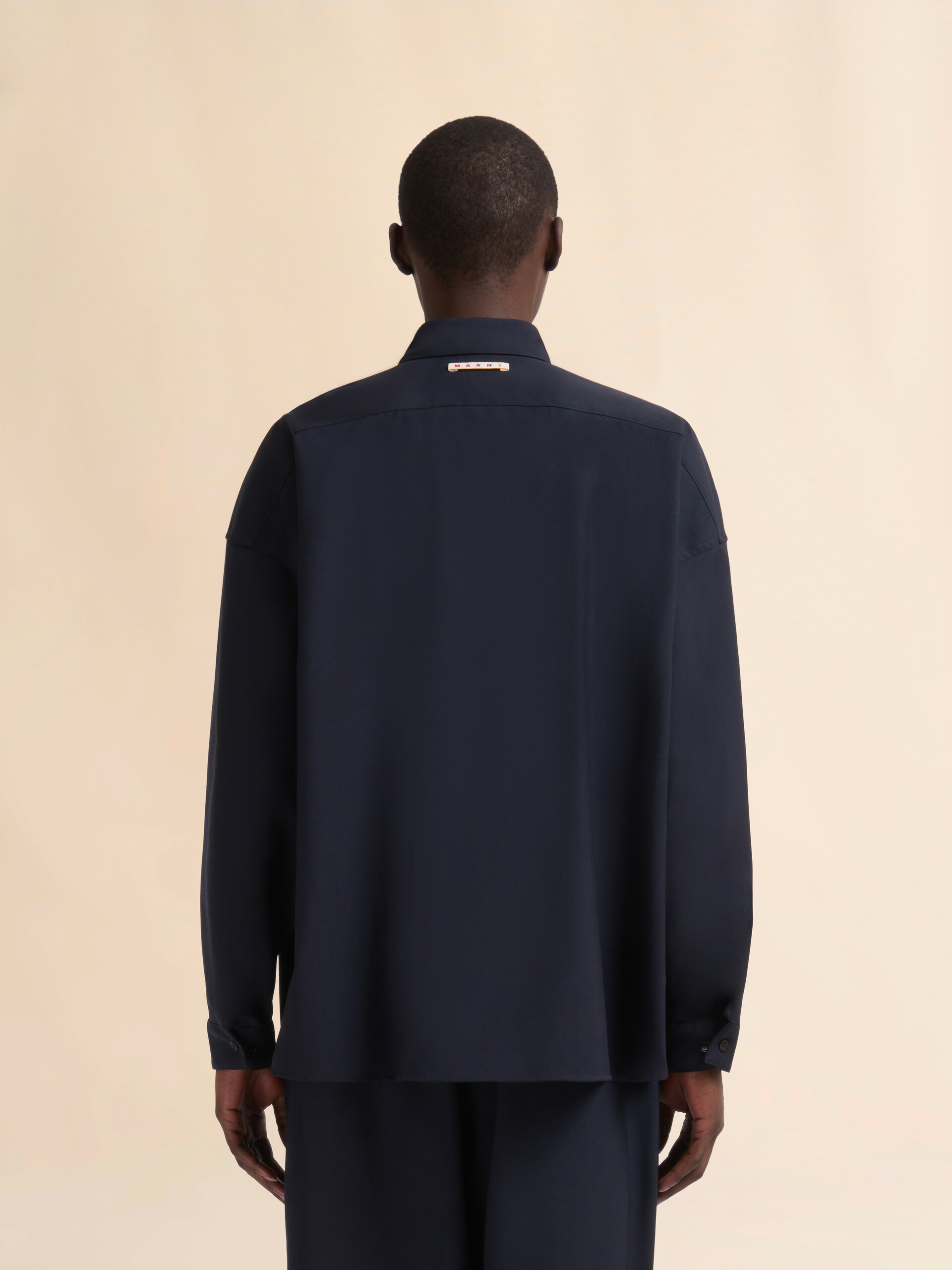 Deep blue tropical wool long-sleeved shirt | Marni