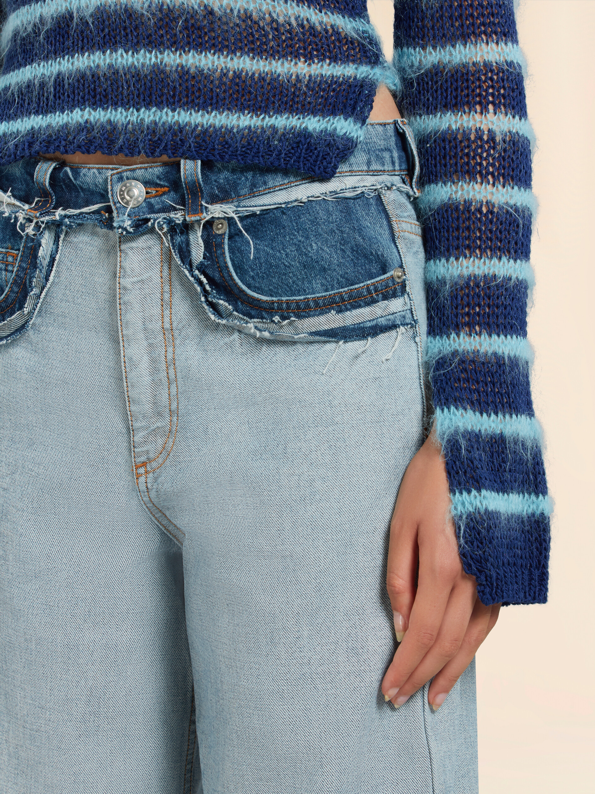 Blue inside-out denim carrot-fit jeans | Marni