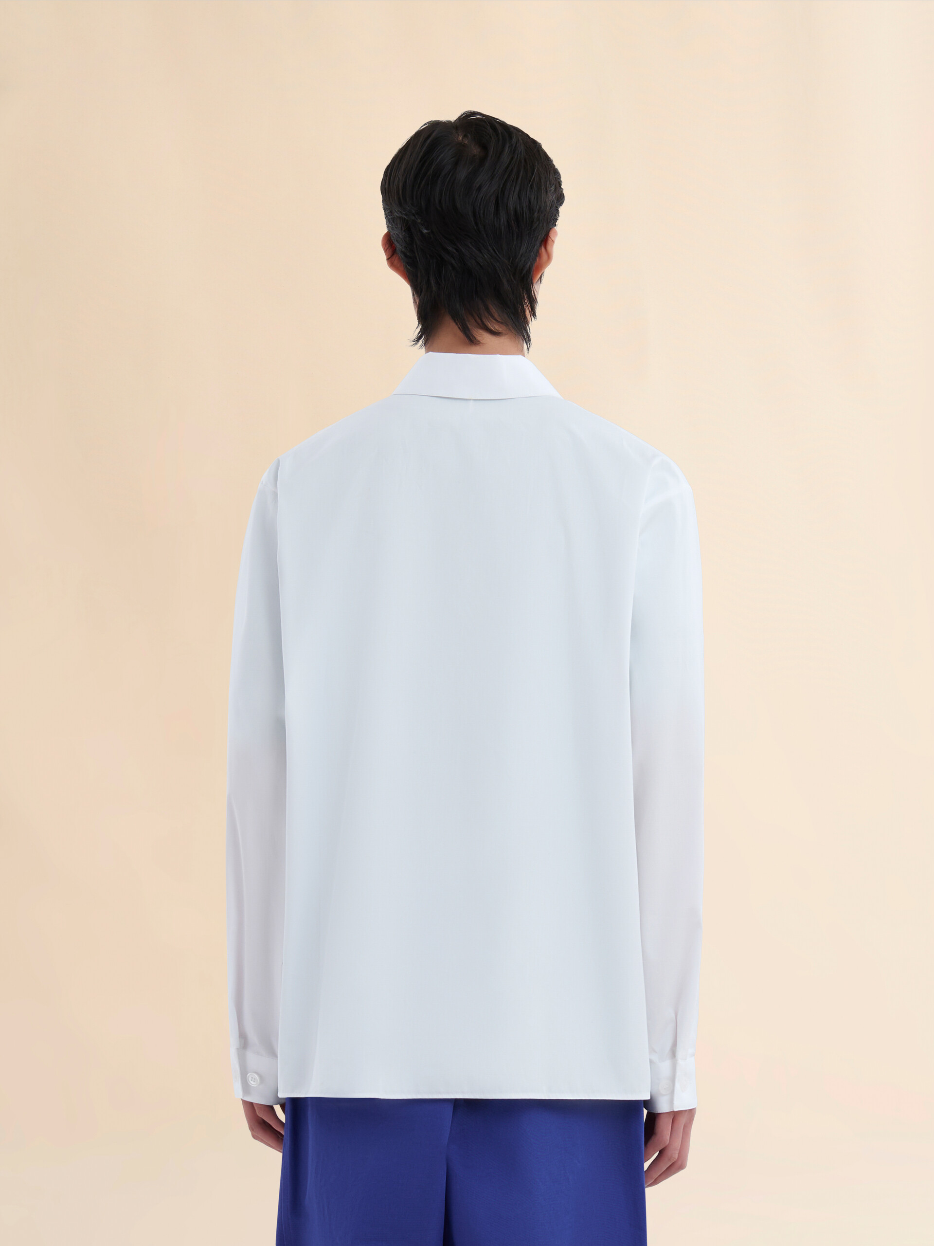 White organic poplin zip shirt with hidden logo | Marni