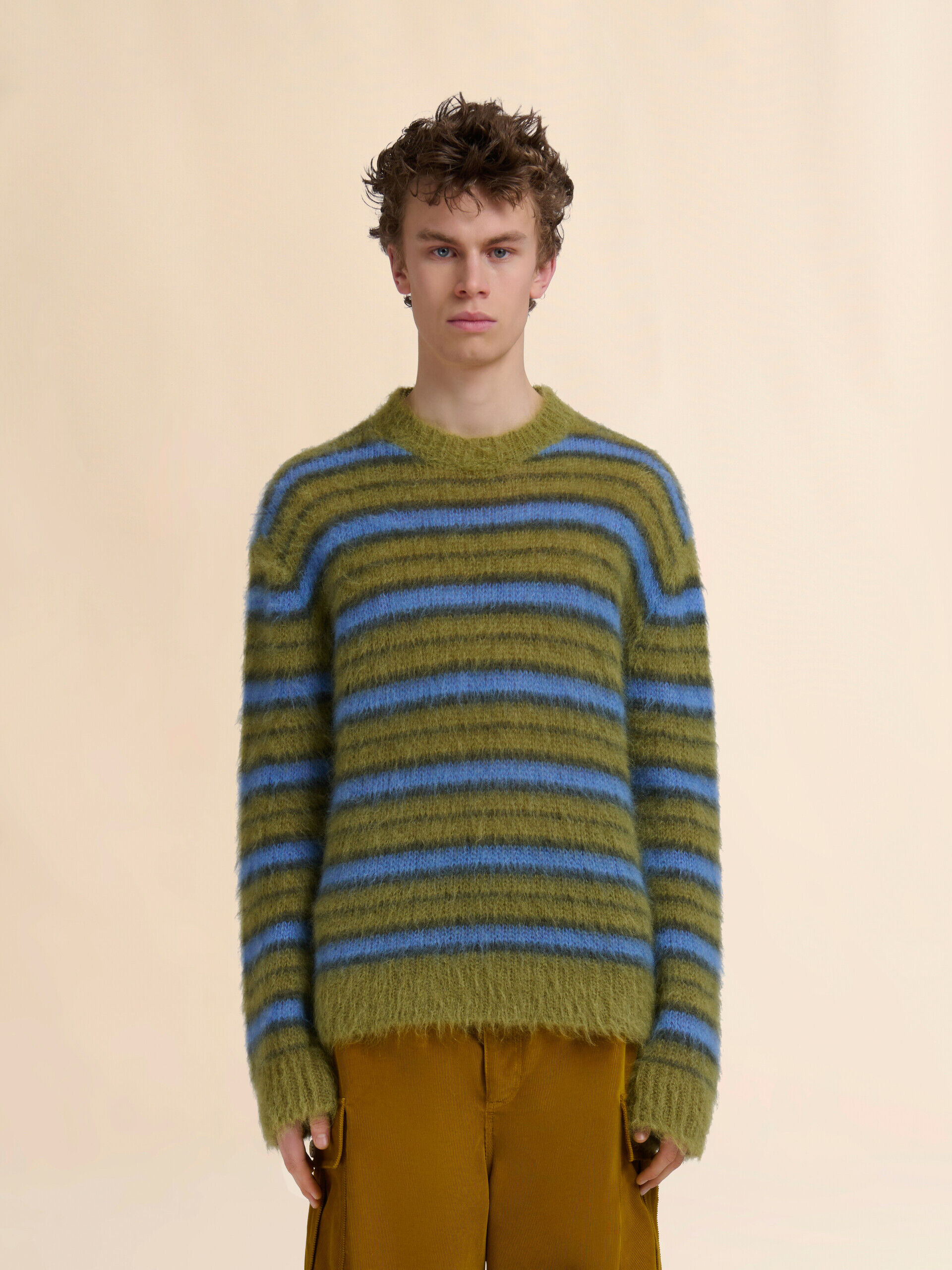 グリーン ストライプモヘアジャンパー | Marni