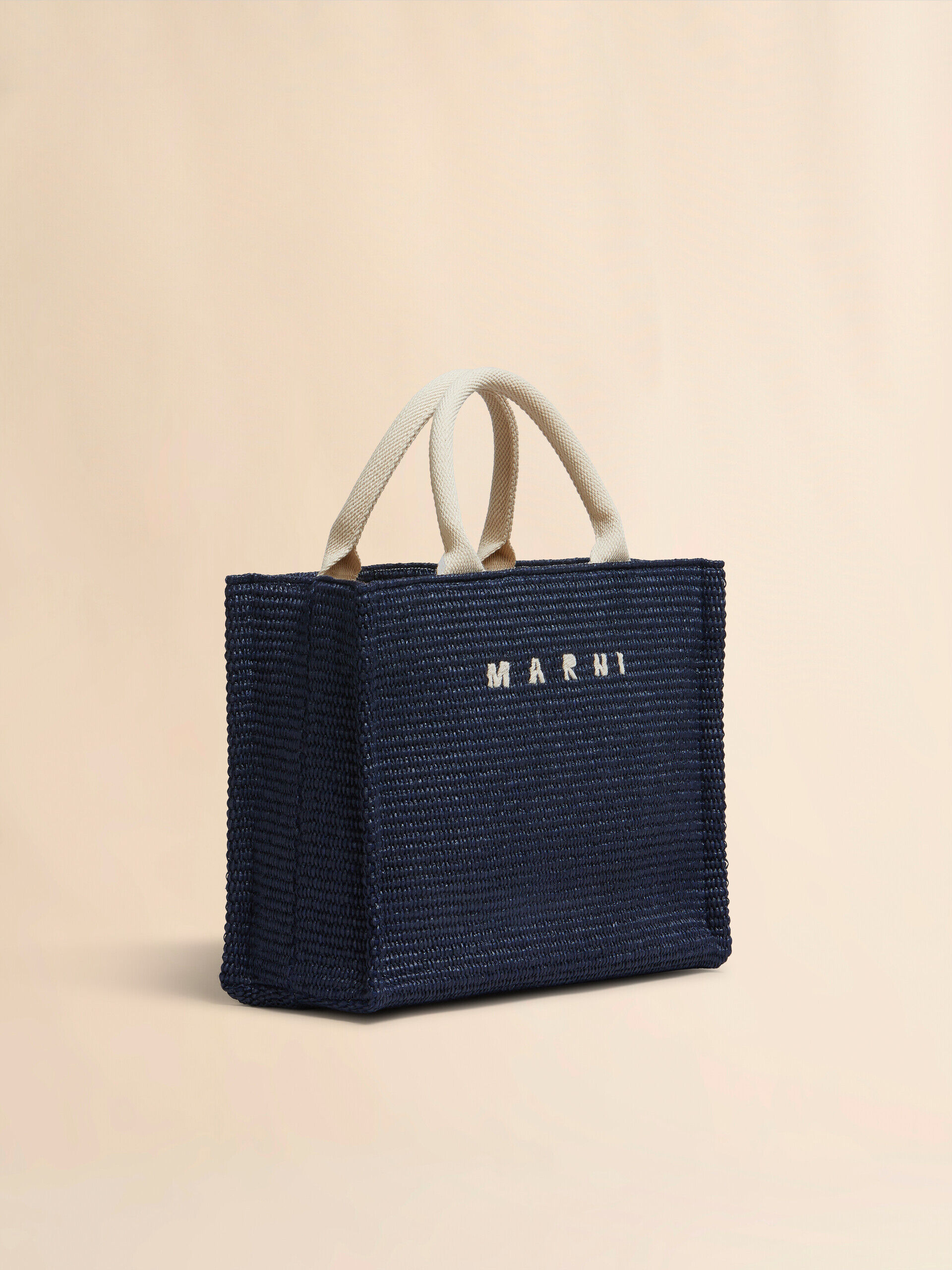 ブルー ラフィアエフェクト スモール トートバッグ | Marni